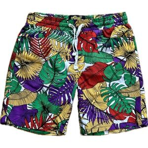 Good Vibes Drill Clothing Co Mens Tropical Leaf Print Stretch Shorts Multi Med